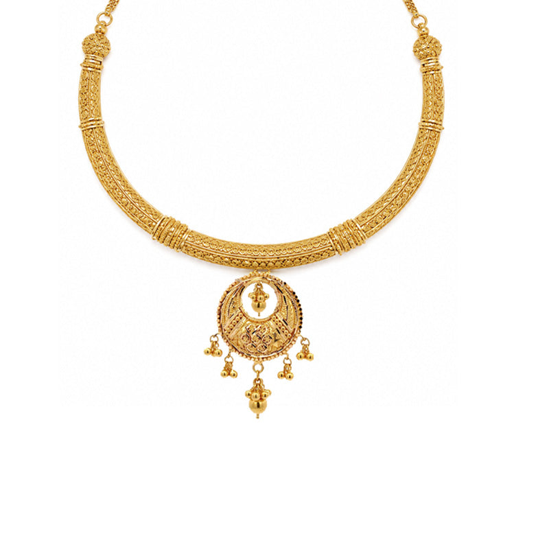 22K Gold Enamel Necklace and Earrings Set