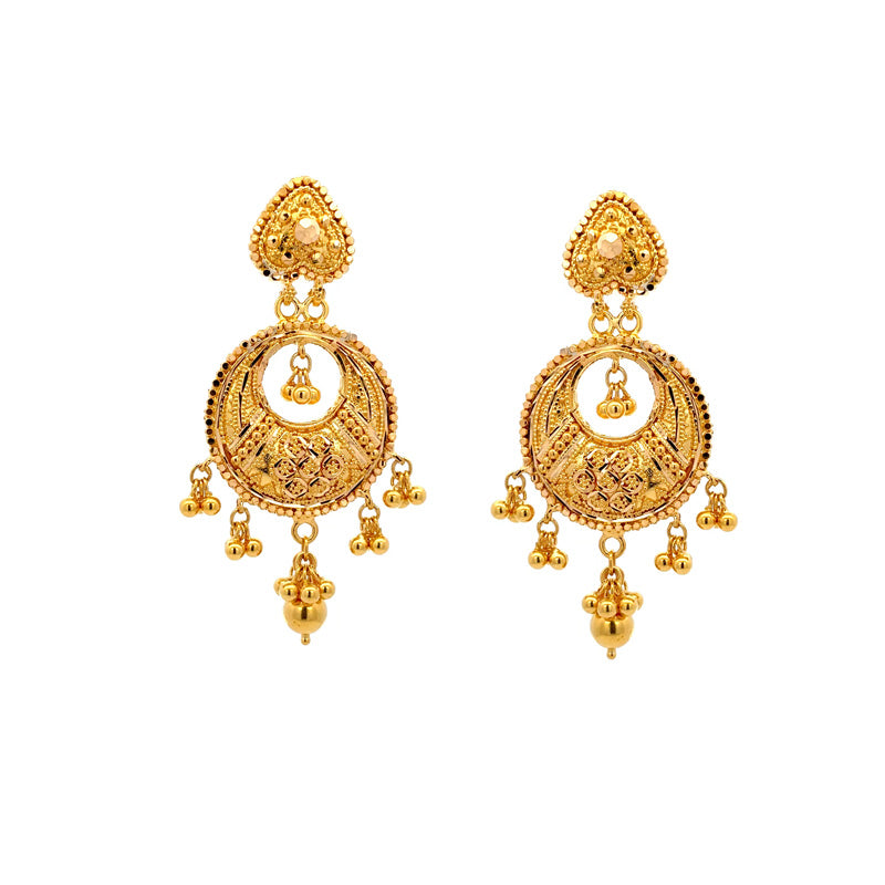 22K Gold Enamel Necklace and Earrings Set