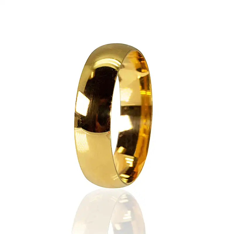Simple elegant 22 karat yellow gold wedding band for timeless appeal