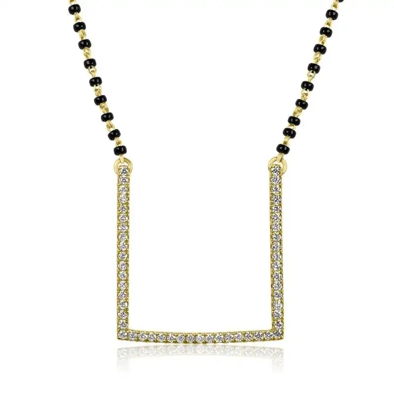 Elegant 18K Yellow Gold Diamond Mangalsutra Necklace for Timeless Appeal