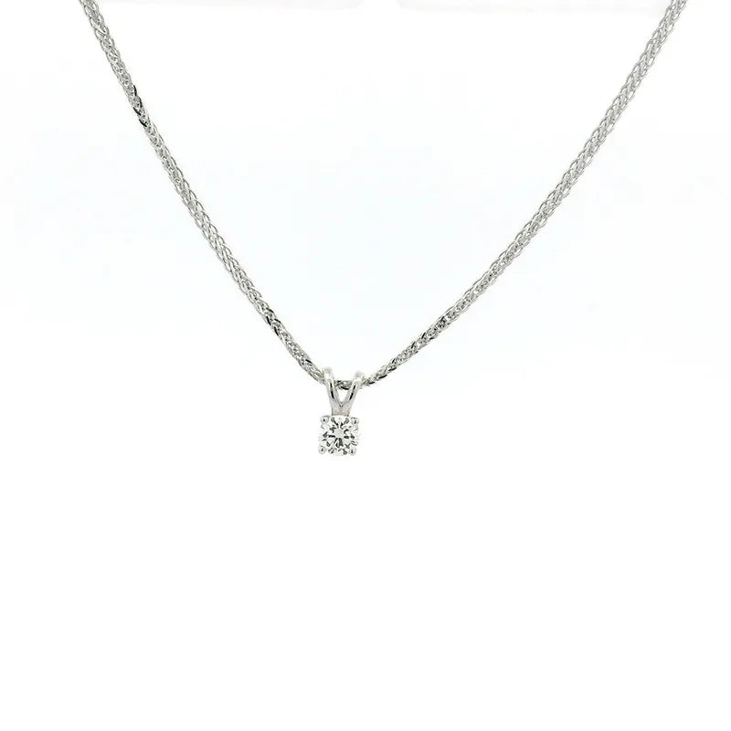 Minimalist Simple Diamond Pendant in 18K White Gold
