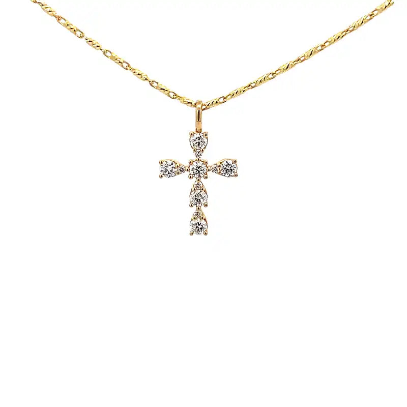 Grace and elegance - Diamond Cross Pendant, Yellow Gold
