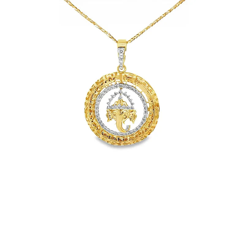 Ganesh Vandana Pendant in Gold and Diamonds