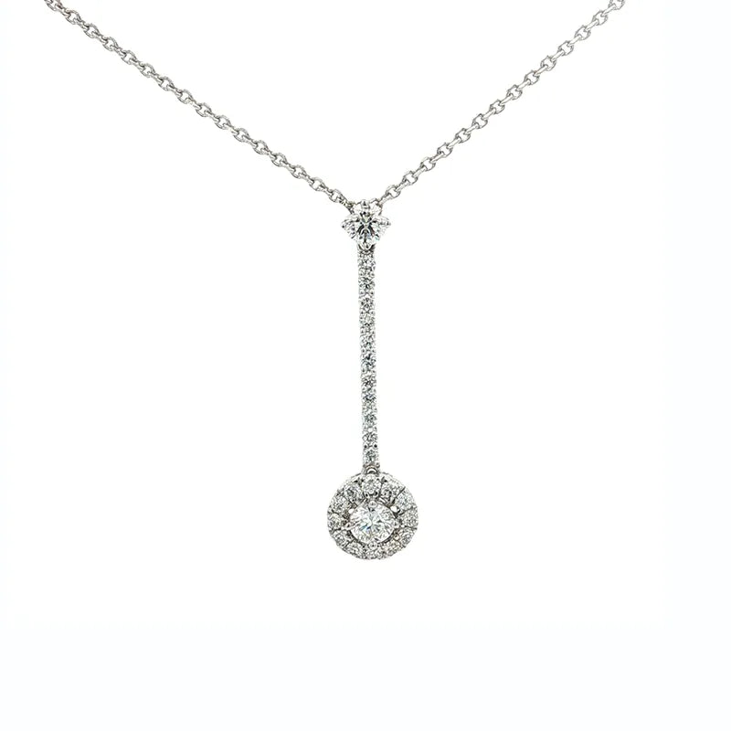 Elegant drop gorgeous necklace in 18K white gold and diamonds