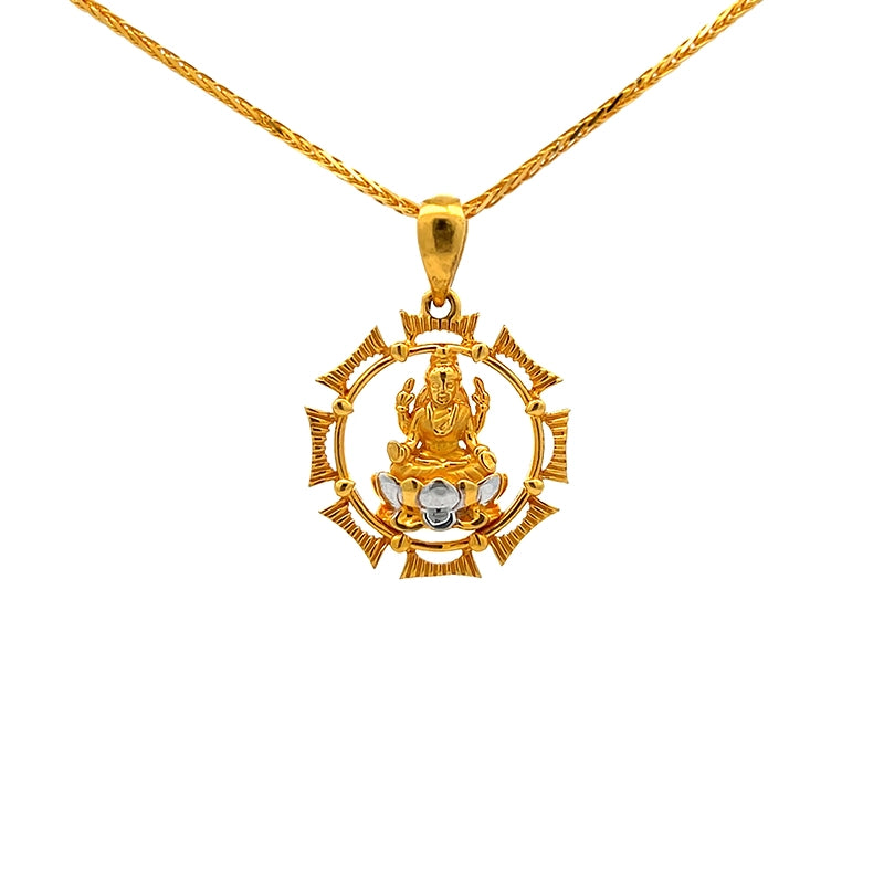 Goddess Laxmi pendant 22K Yellow gold - Octagonal