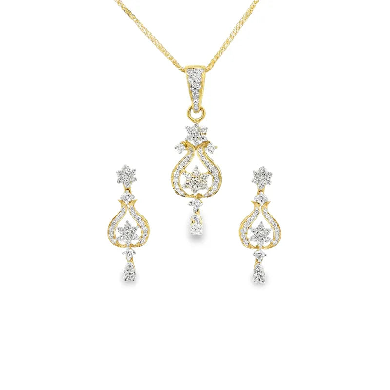 Regal Gold Diamond Pendant Set