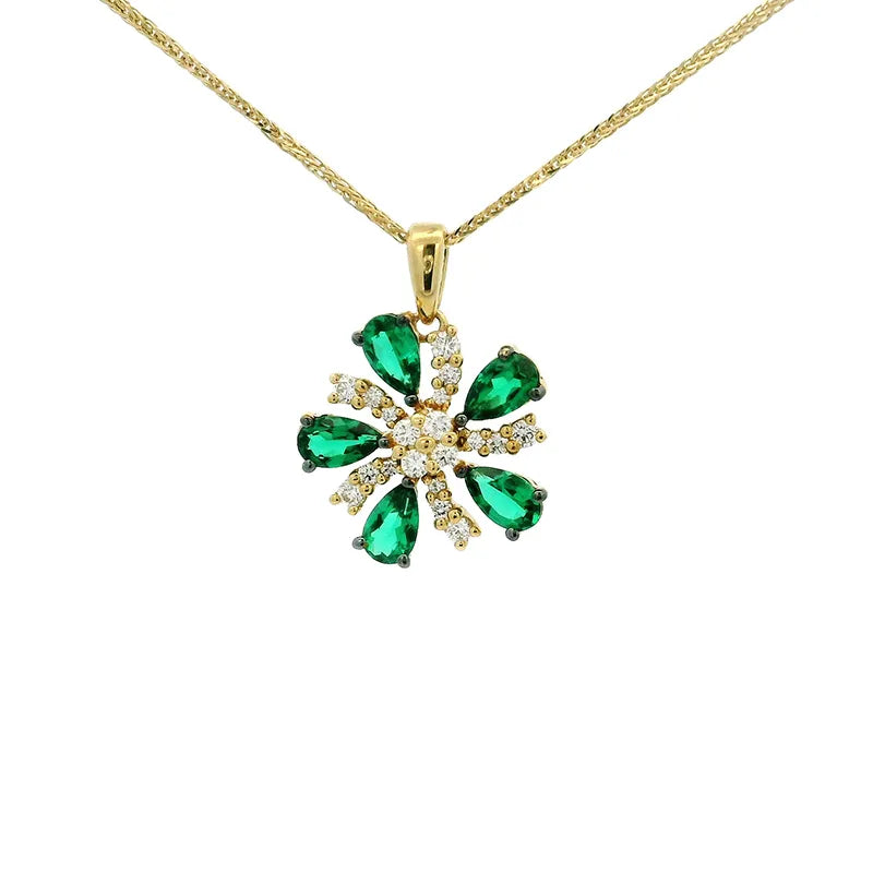 Emerald and Gold Diamond Pendant Set