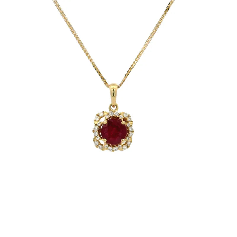 Elegant Ruby Diamond Pendant Set