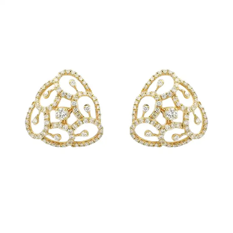 Gold Diamond Pendant Earrings Set