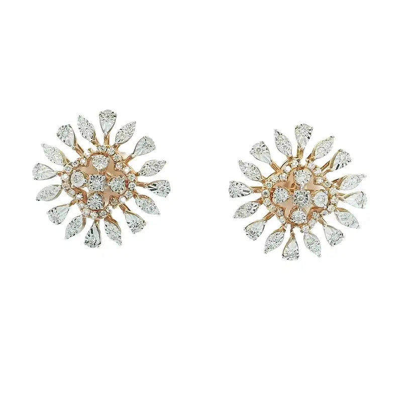 Gold Diamond Pendant Earrings Set