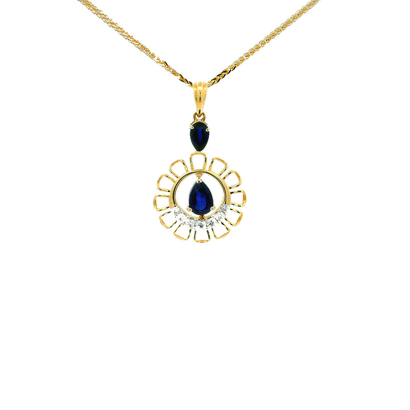 Celestial Blue Gold Diamond Pendant Set