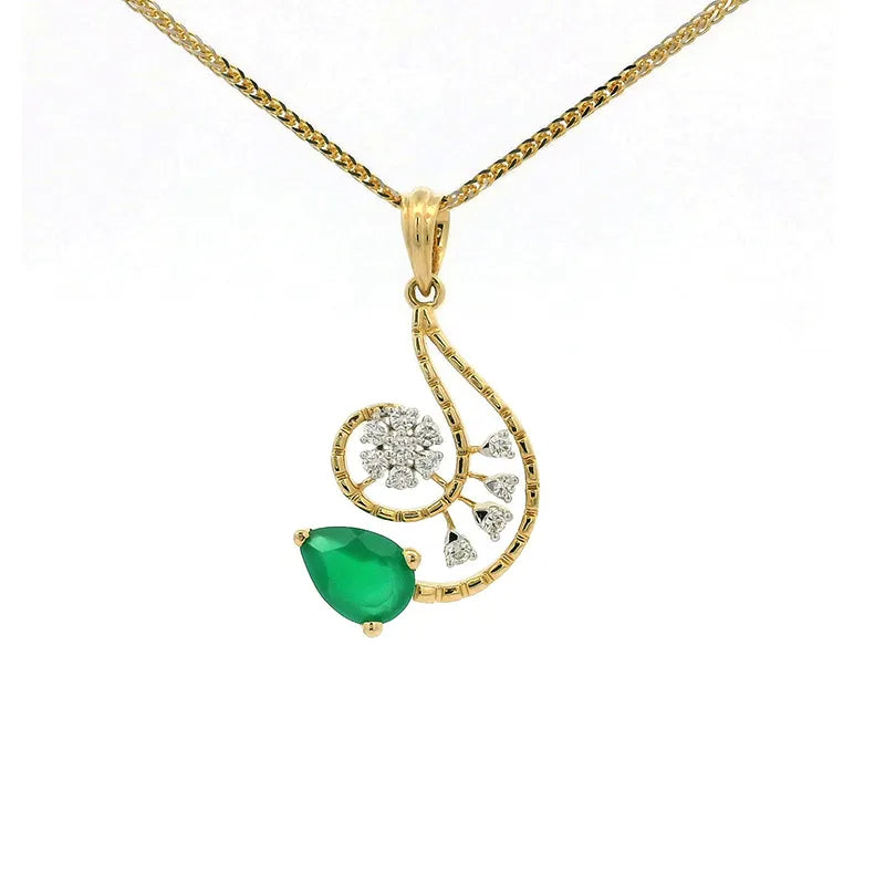 Delicate Pear drop Gold Diamond Pendant Set