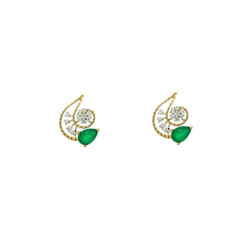 Delicate Pear drop Gold Diamond Pendant Set