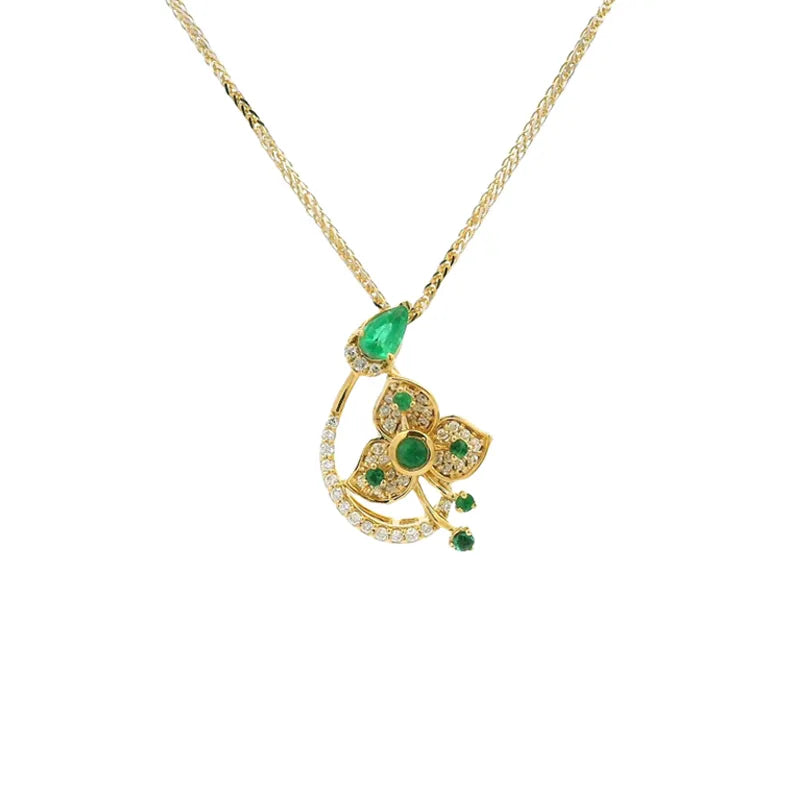 Emerald Diamond Pendant Set