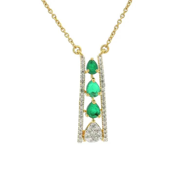 Emerald and Diamond Pendant Set
