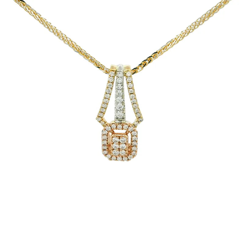 Elegant Diamond Pendant Set - Tricolor Gold