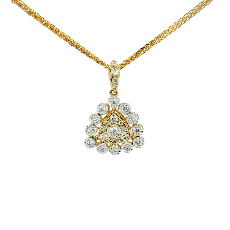 Elegant Gold Diamond Pendant Set - Triangle
