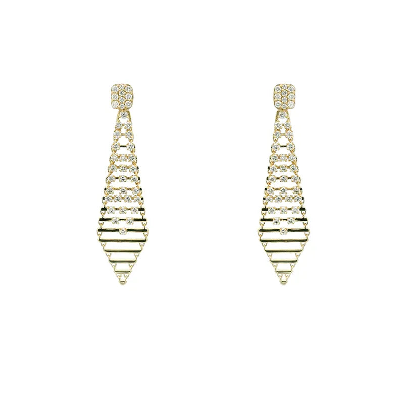 Elegant Gold Diamond Pendant and Earrings