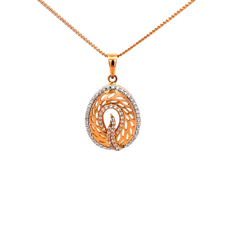 Elegant 18K Rose Gold Oval Pendant Set for Timeless Charm
