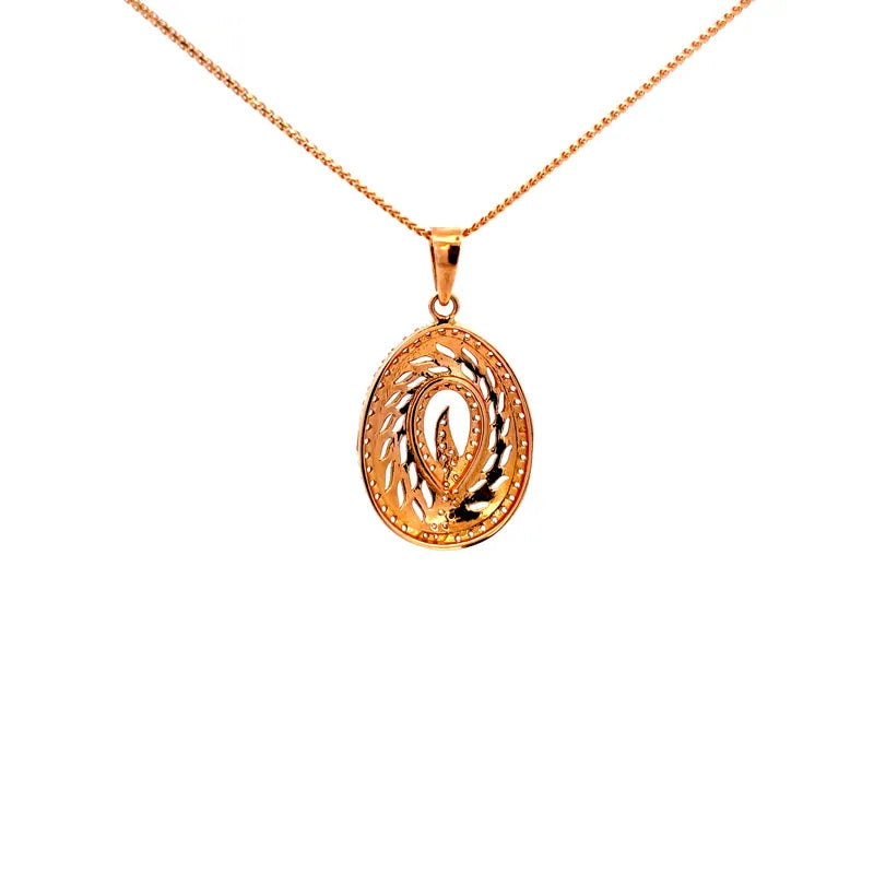 Elegant 18K Rose Gold Oval Pendant Set for Timeless Charm
