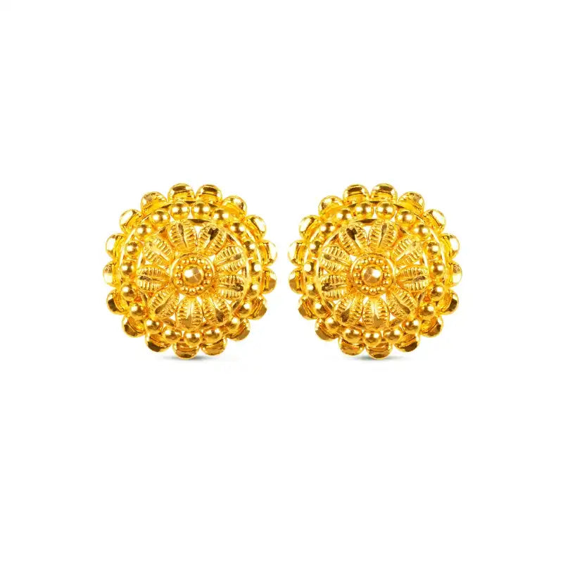 Floral cut-work Gold Pendant Earrings Set