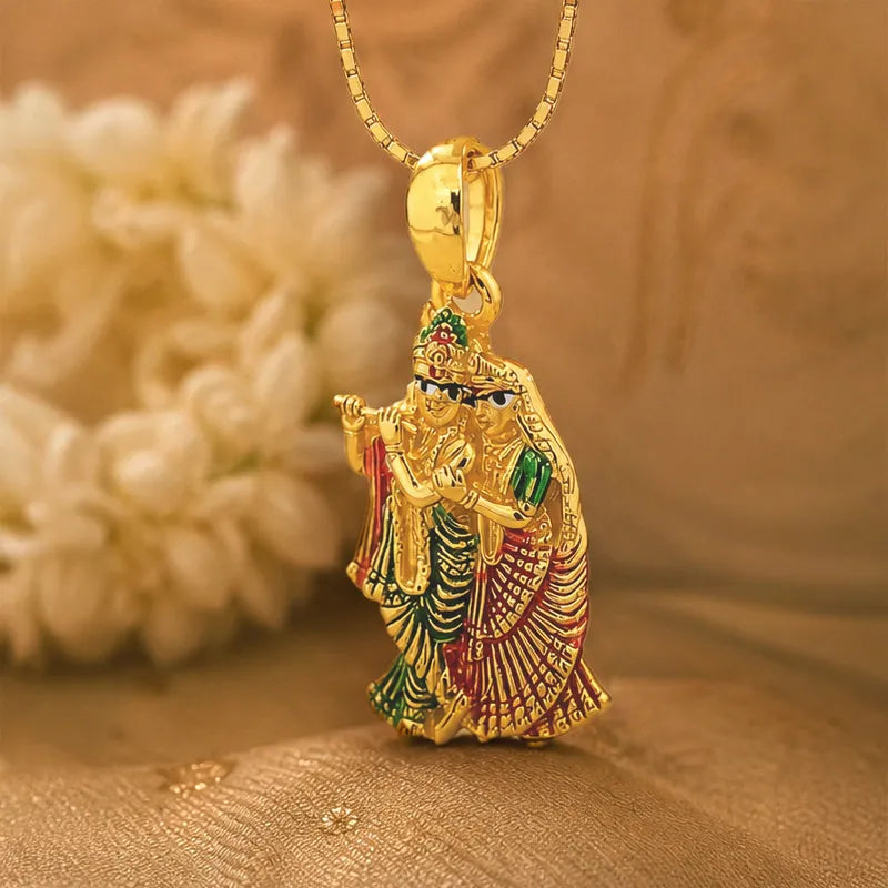 22K Gold Radha Krishna Pendant