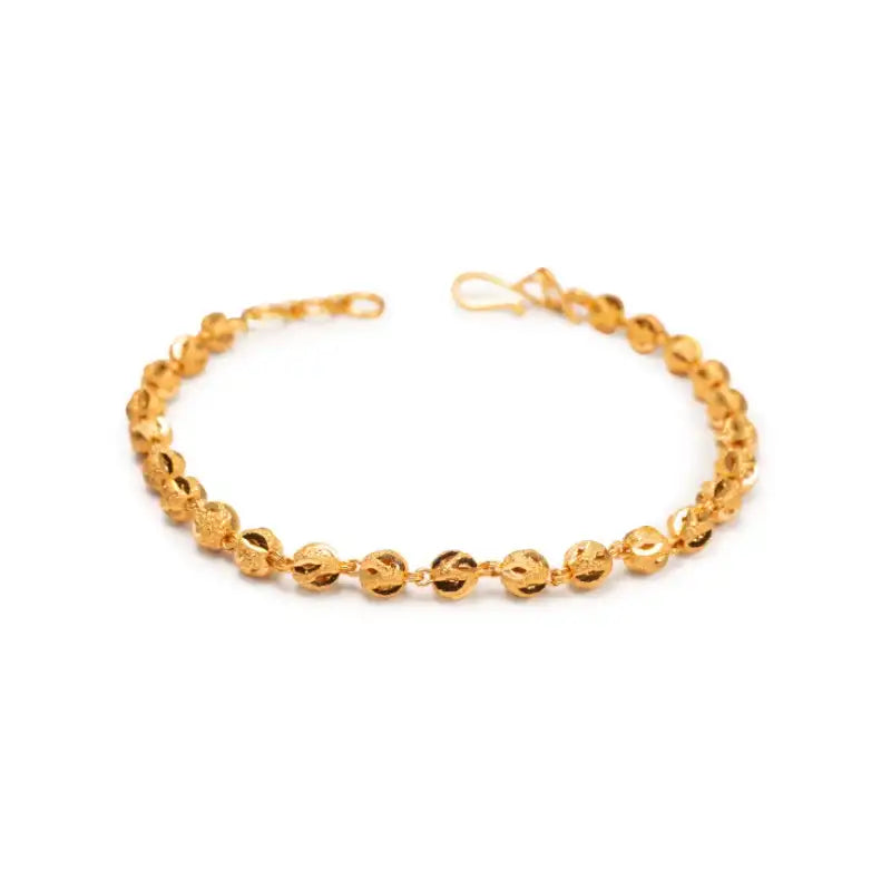Elegant 22K Yellow Gold Beaded Bracelet for Women 6.75 Inch