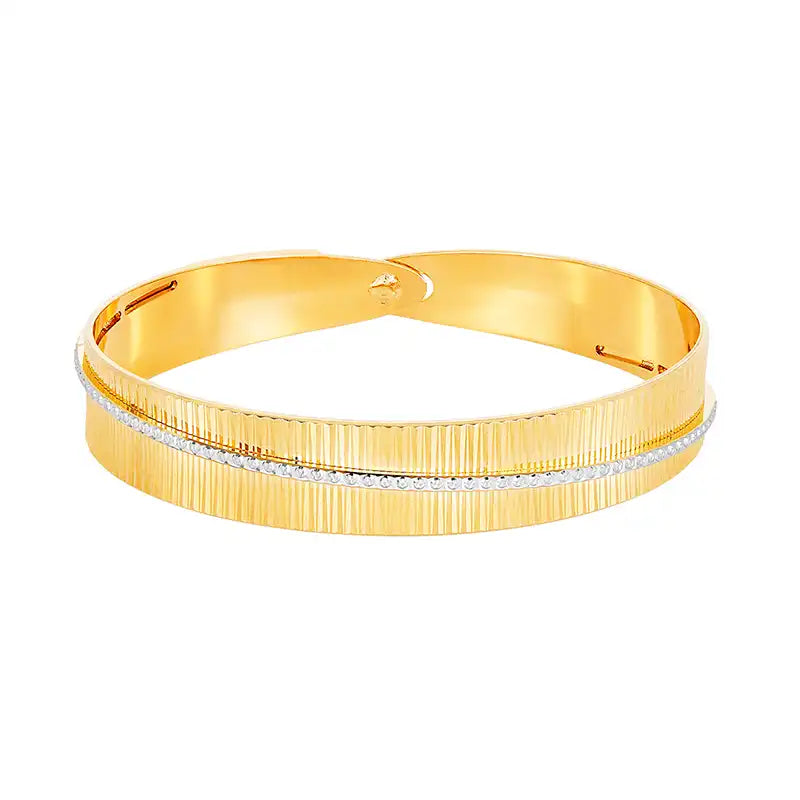 Elegant 22K Two-Toned Yellow Gold Spiral Bangle for Women