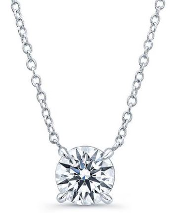 18K WHITE GOLD DIAMOND CLASSIC SOLITAIRE DIAMOND NECKLACE - 0.30