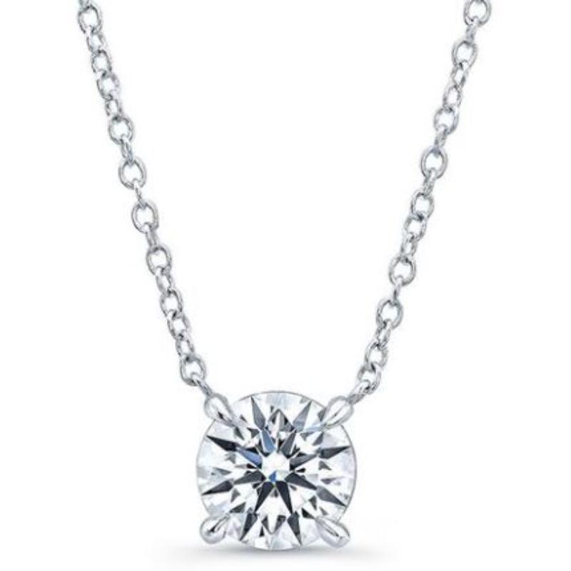 18K WHITE GOLD DIAMOND CLASSIC SOLITAIRE DIAMOND NECKLACE - 0.30