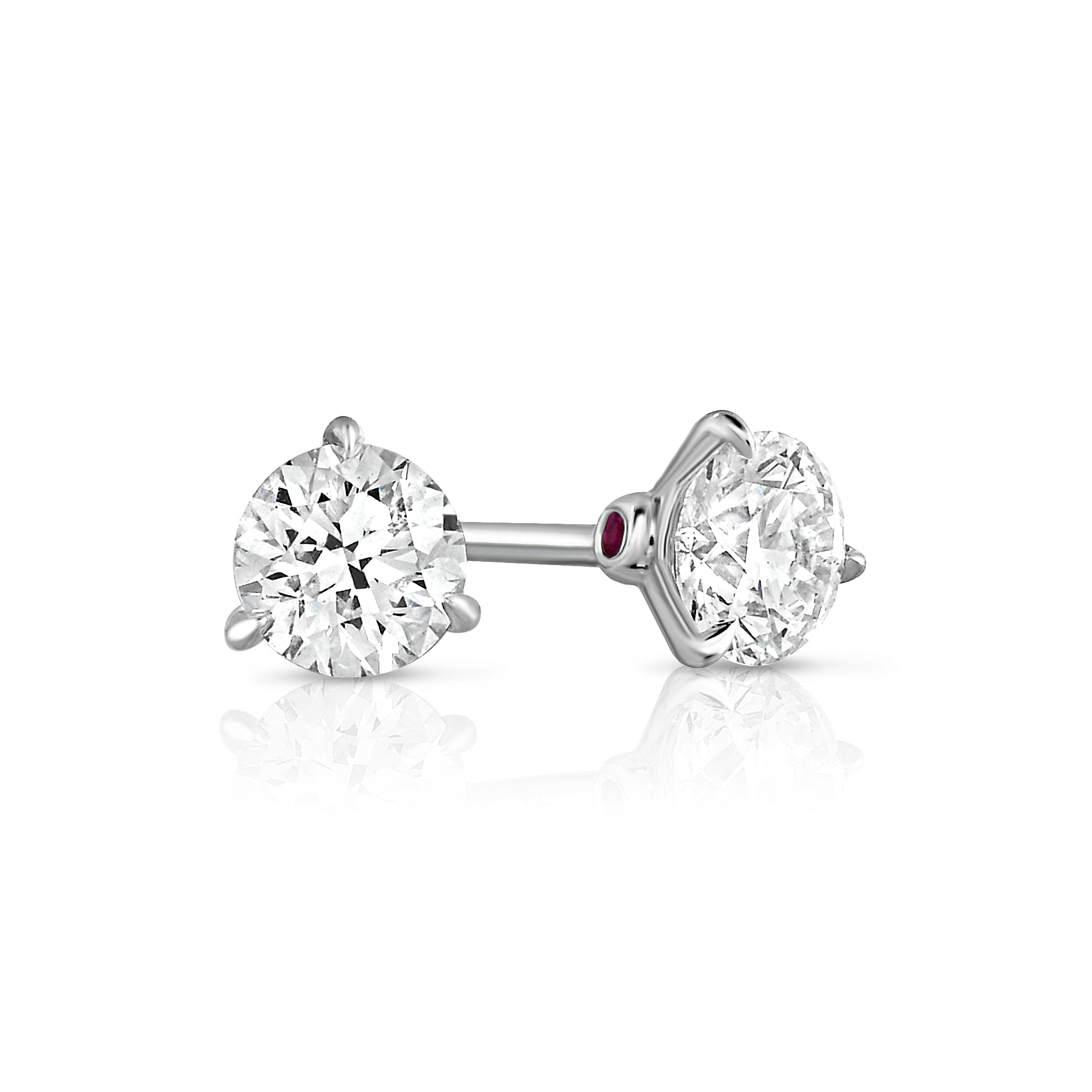 18K WHITE GOLD DIAMOND CLASSIC MEDIUM DIAMOND STUD EARRINGS