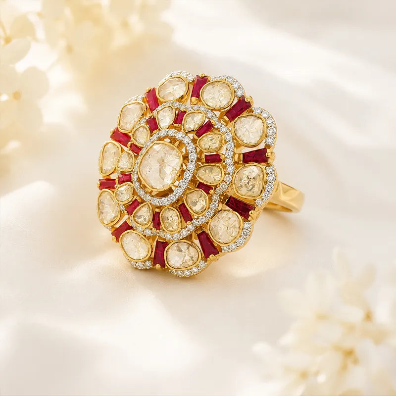Regal Ring with uncut Diamonds