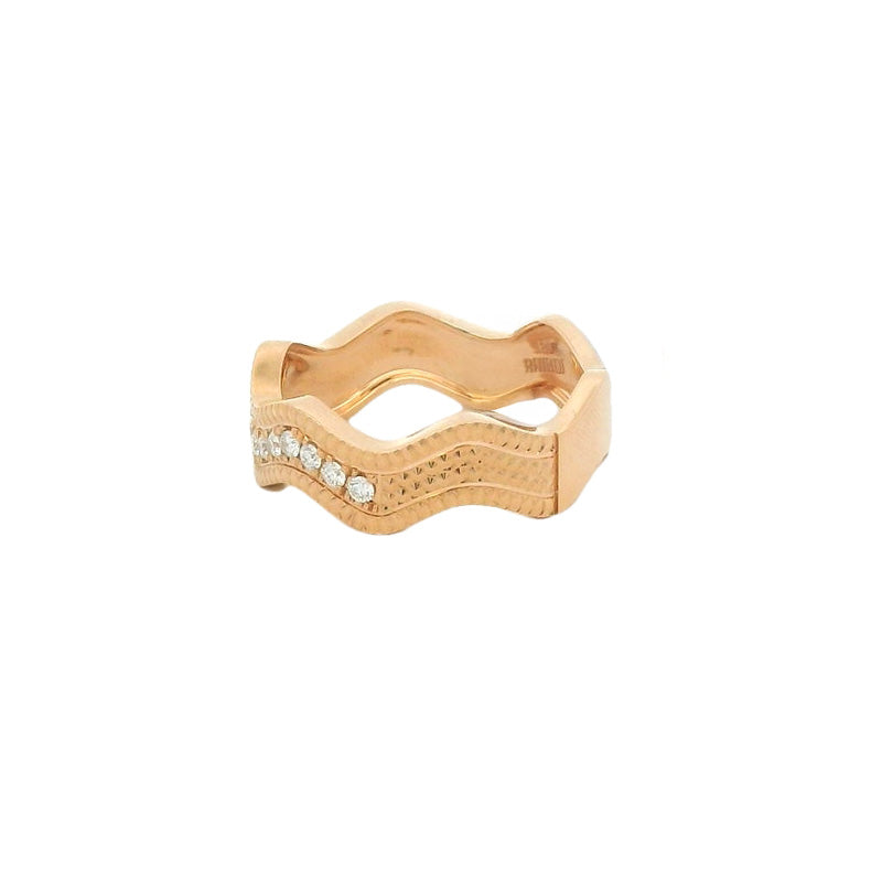 Elegant Wavy Rose Gold Ring - Size 6.5