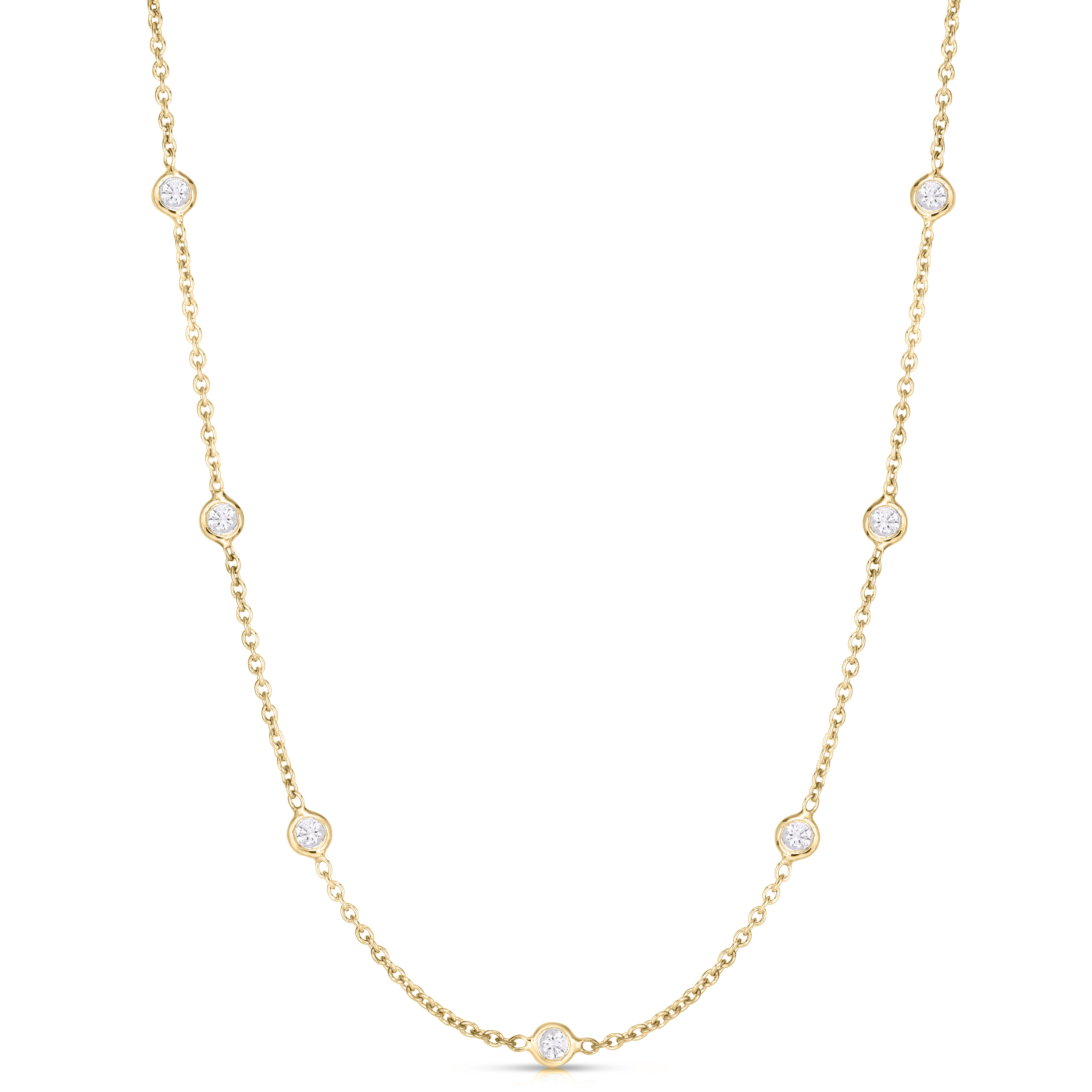 18K YELLOW GOLD DIAMONDS BY THE INCH 13 STATION 16 INCH NECKLACE