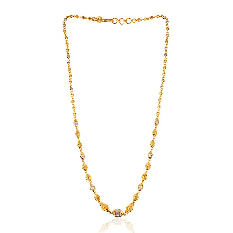 22K Gold Chain with oval beads 16