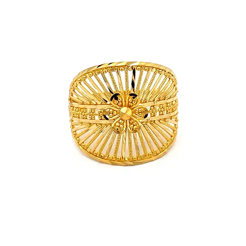 Radiant Floral Gold Ring - 22K - size 7.25