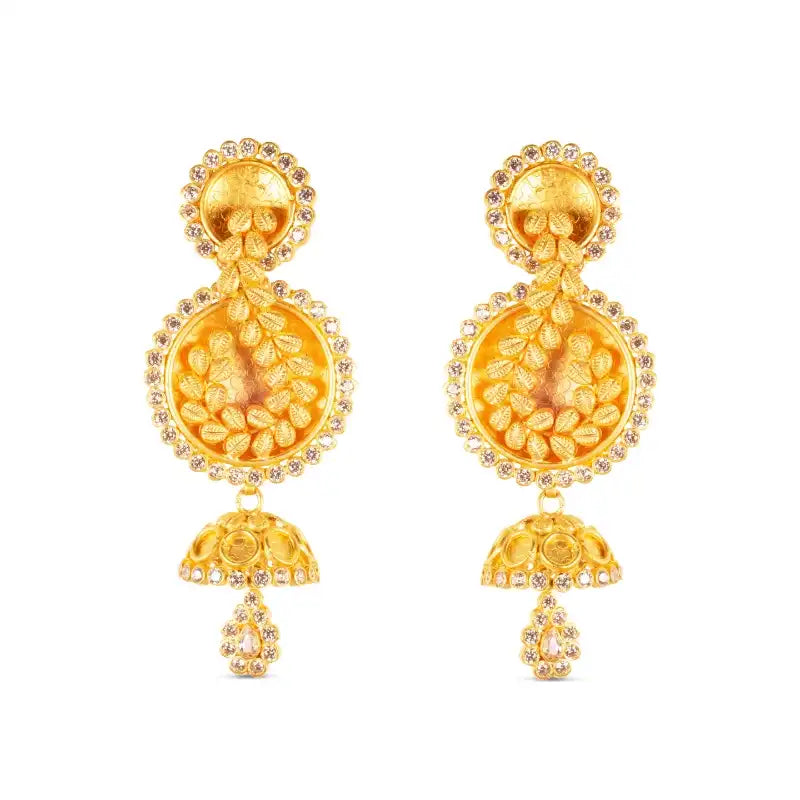 Contemrorary 22K Gold Necklace Earrings Set