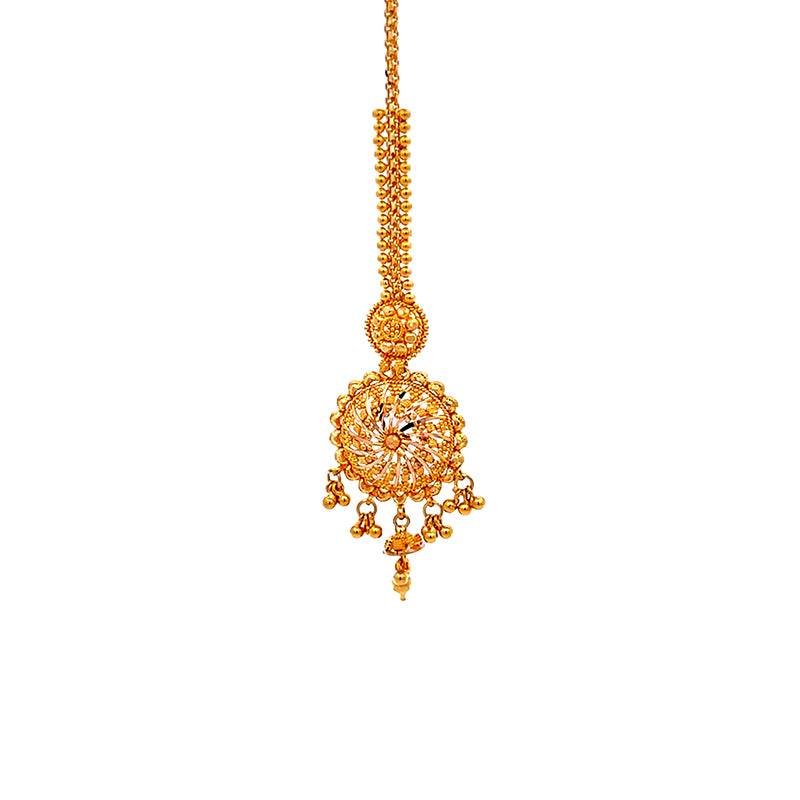 Elegant 22K Yellow Gold Maang Tikka for Women Classic Traditional Jewelry