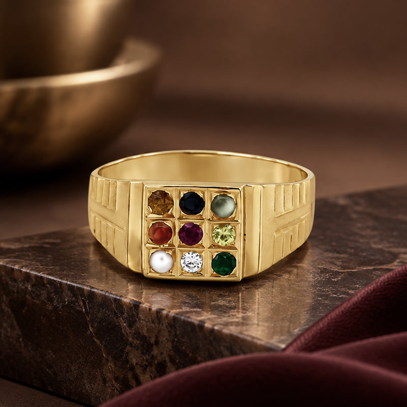 Elegant Multi-Stone Gold Ring for Men