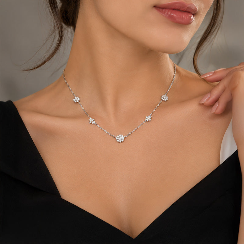 Elegant Floral Diamond Necklace