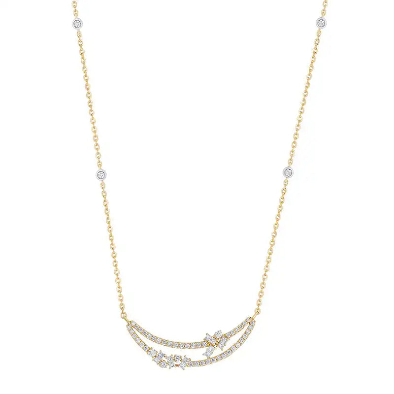 Delicate 18K Gold Diamond Pendant Set