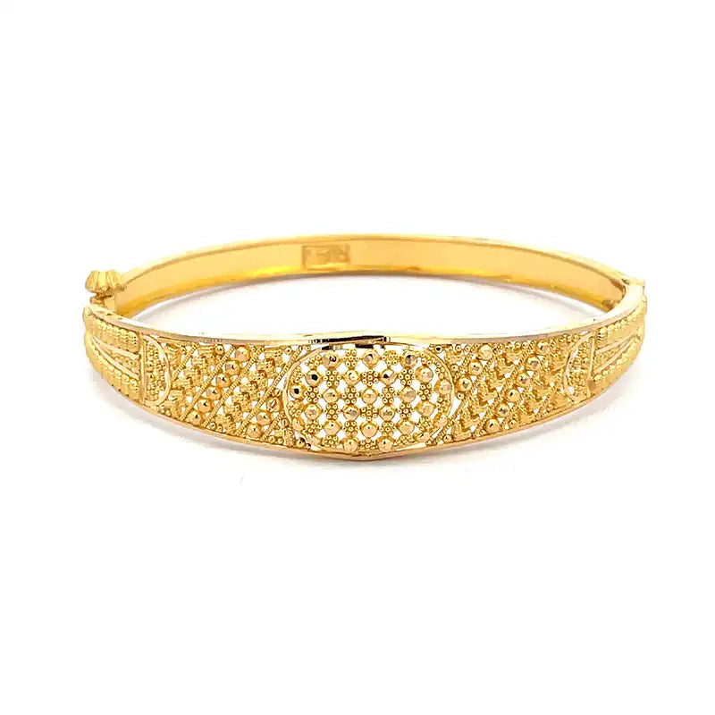 Elegant 22K Yellow Gold Free Size Kada Bangle with Side Screw Opening for Easy Wear