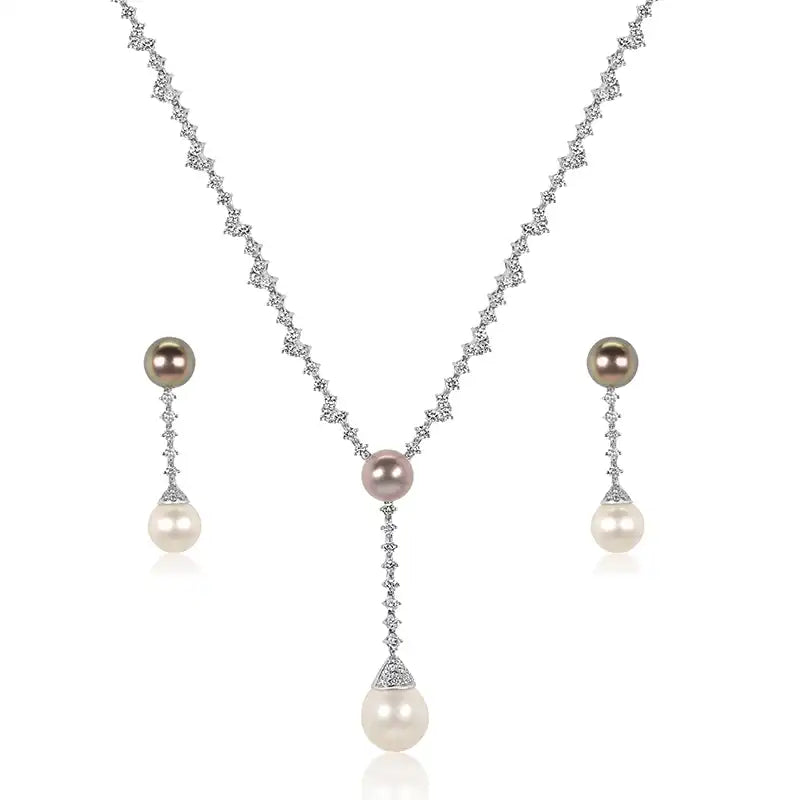 South Sea Pearls Necklace Set with Diamonds