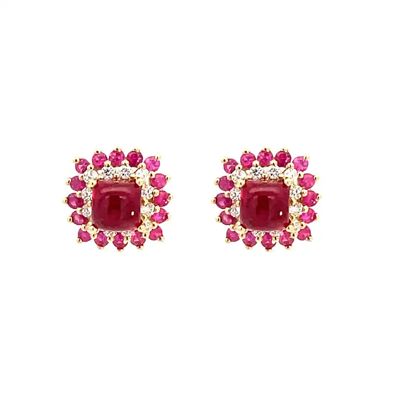 Ruby Diamond Pendant Set in 18K Gold ??Square