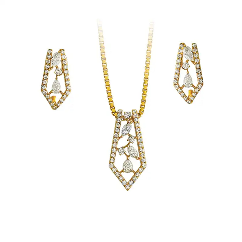 Contemporary Diamond Pendant Set