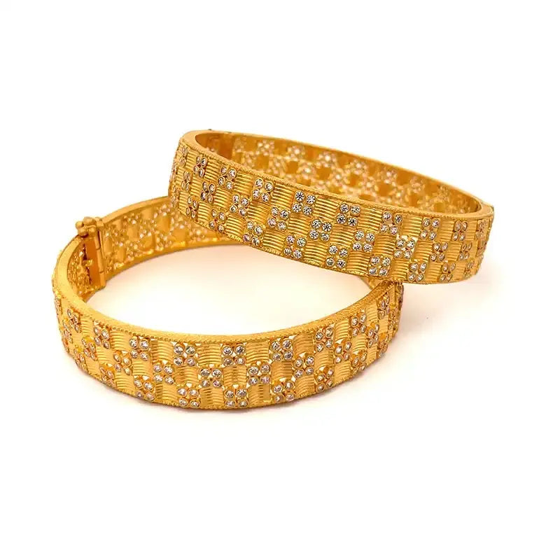 Elegant 22K Yellow Gold Patterned Bangles for Women Stylish and Timeless Design