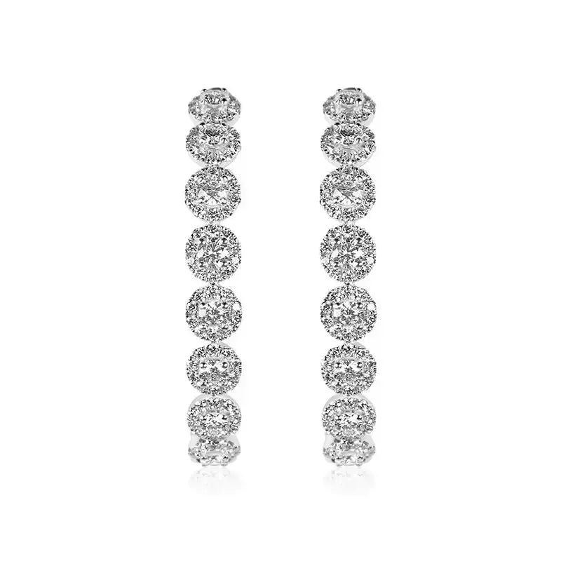 Oval Diamond Hoops in 18K White Gold