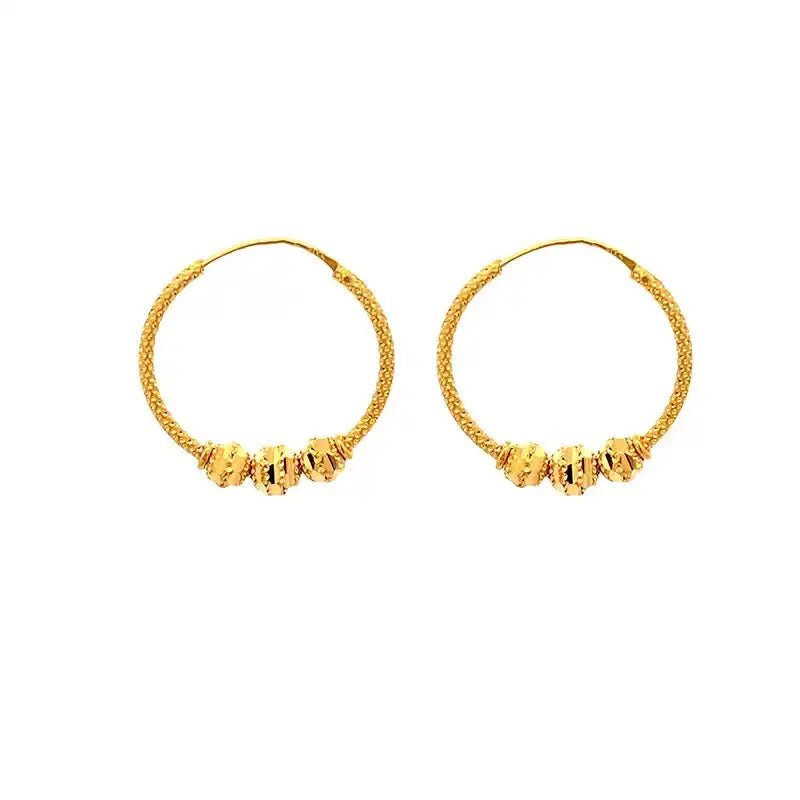 Luxurious 22k Gold Hoop earrings - Diameter 25 mm