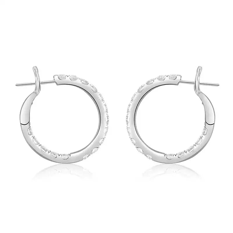 Diamond Hoops in 18K White Gold
