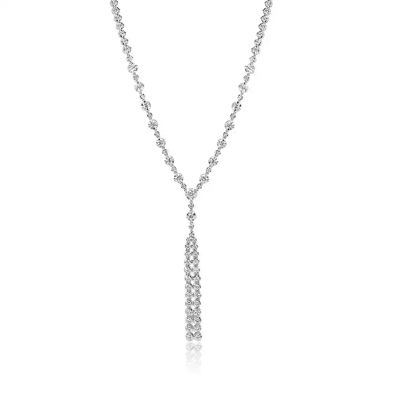Modern 18K White Gold Diamond Necklace Set